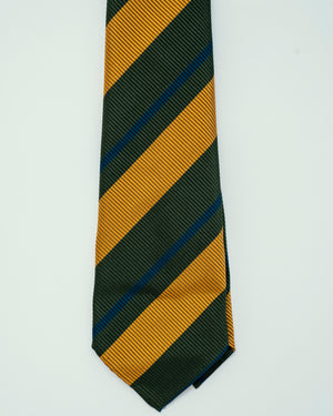 Orange w/ Green Stripe | 50% Silk-50% Cotton, Tie Your Tie - The Signet Store