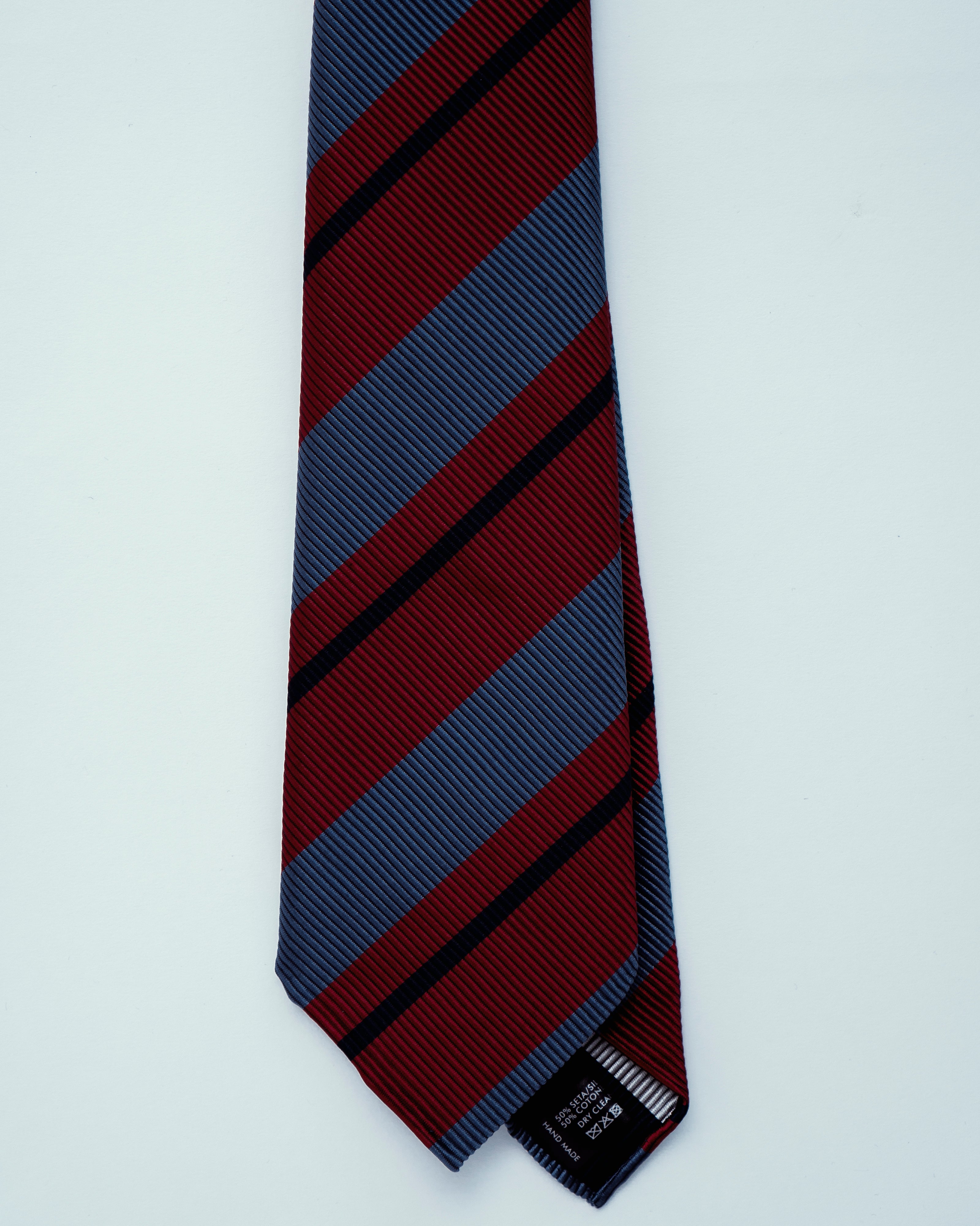 Burgundy w/ Light Blue Stripe | 50% Silk-50% Cotton, Tie Your Tie - The Signet Store