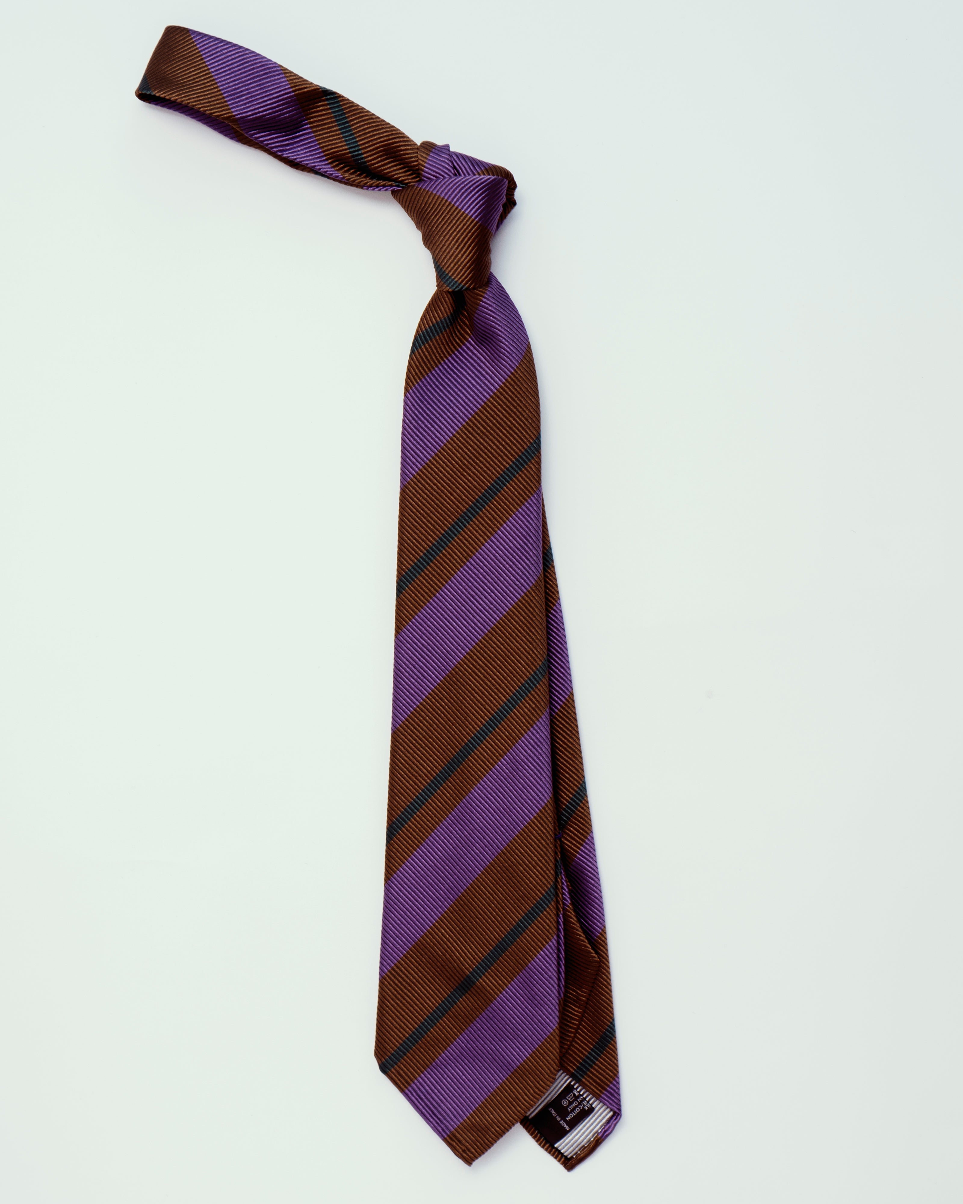 Purple w/ Brown Stripe | 50% Silk-50% Cotton, Tie Your Tie - The Signet Store