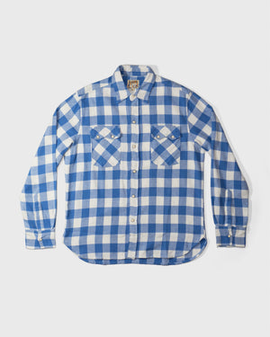 Washed Flannel Pearlsnap Shirt | Ox Blue on Cream