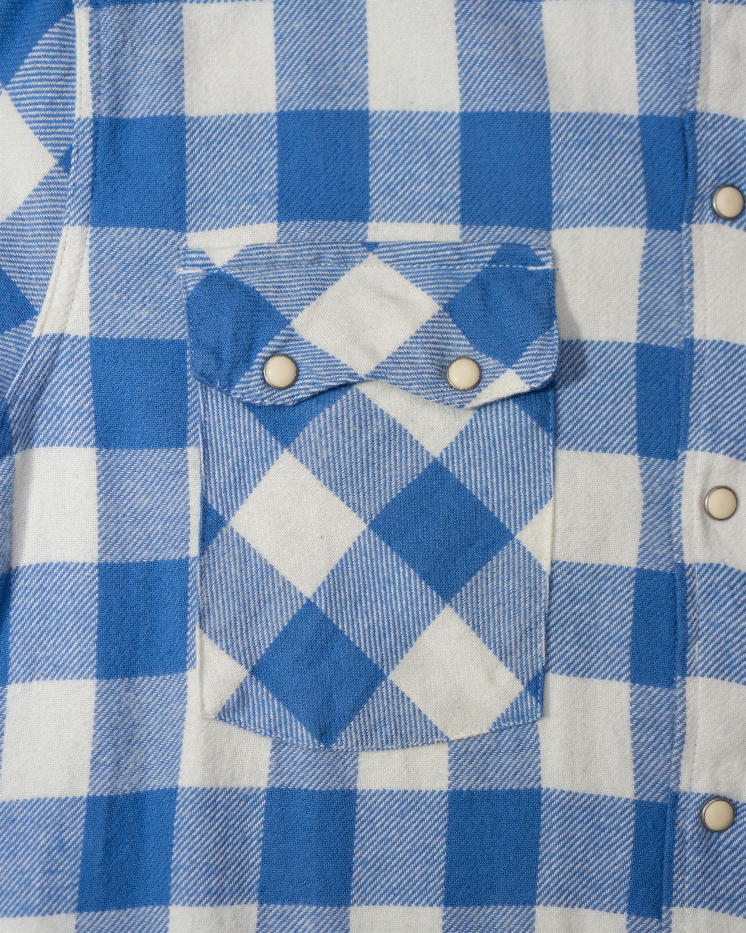 Washed Flannel Pearlsnap Shirt | Ox Blue on Cream
