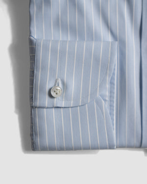 Spread Collar Stripe Shirt (Sienna) | Light Blue