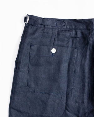 Navy Linen Pleated Short Pants | MP22017