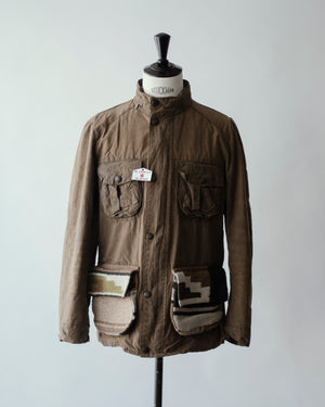 Open image in slideshow, Recrafted Jacket Blanket Pocket | Barbour Dark Tan
