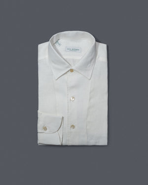 Open image in slideshow, Primavera Irish Linen Open Collar Shirt | White
