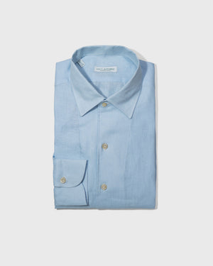 Open image in slideshow, Primavera Irish Linen Open Collar Shirt | Light Blue
