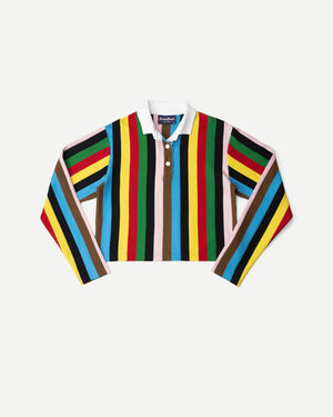 Open image in slideshow, RB Croquet Stripe Cropped Rugby Shirt | Croquet Stripe Multi

